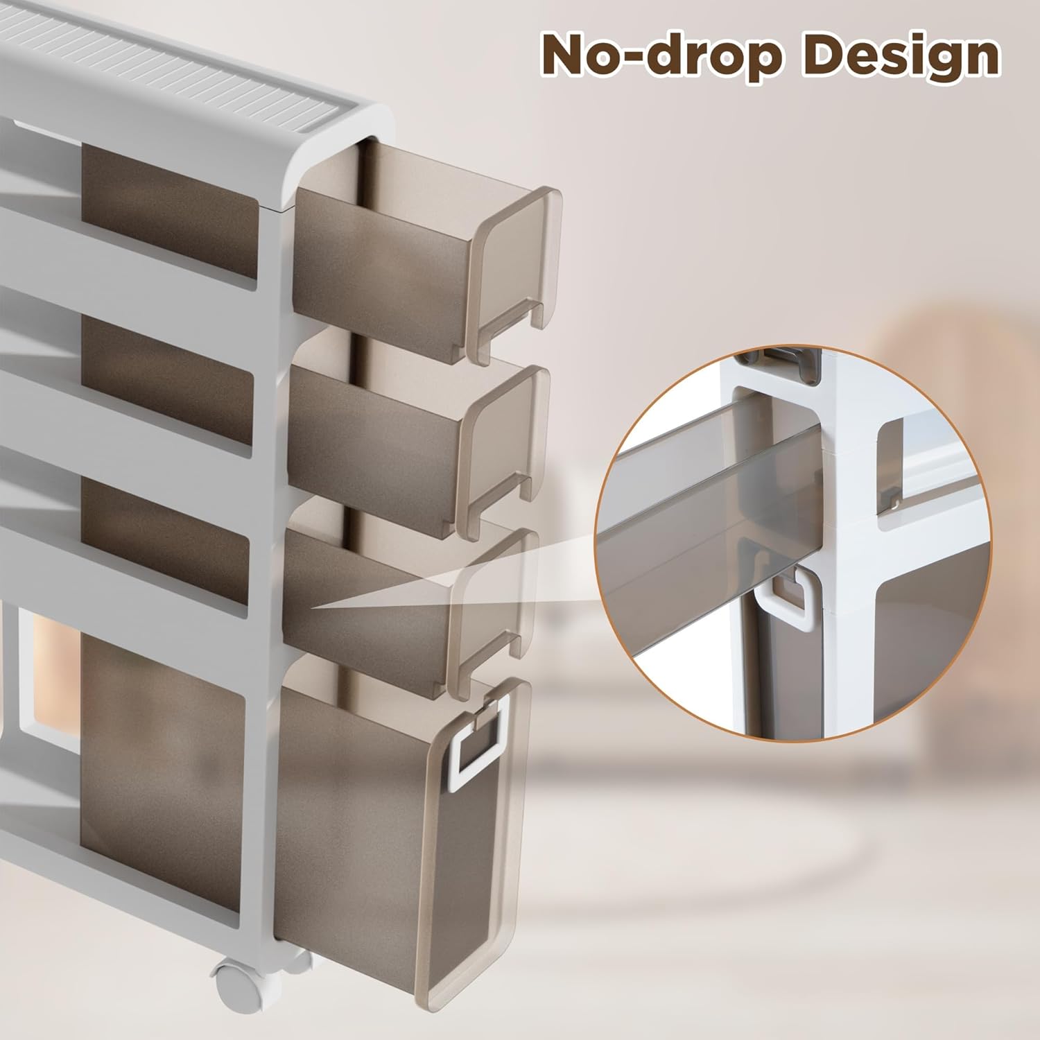 4-Tier Narrow Slit Storage Cabinet, 6.7″ Slim Bathroom Floor Cabinet, Movable Toilet Paper Holder,Narrow Waterproof Side Bathroom Organizer for Kitchen Bedroom Laundry,Already Assembled-6