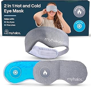 myhalos 2-in-1 Hot and Cold Eye Mask - Heated Eye Mask for Dry Eyes - Cooling Eye Mask & Gel Eye Mask for Fine Lines, Puffiness & Sinus Relief - Microwave Safe Stye Eye Compress for Dry Eyes