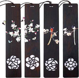 Toirxarn Hand-Painted Floral Bird Wooden Bookmarks – Hollow-Carved Vintage Design Perfect Gift for Book Lovers Teachers Students – Ideal for Birthdays Anniversaries Special Occasions (4-Pack)