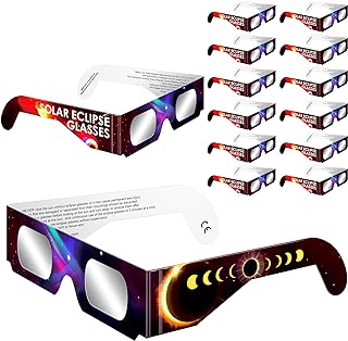 Doset Solar Eclipse Glasses (12 Pack) - CE and ISO Certified, Approved for Direct Sun Viewing, Get Ready for the 2024 Solar Eclipse!