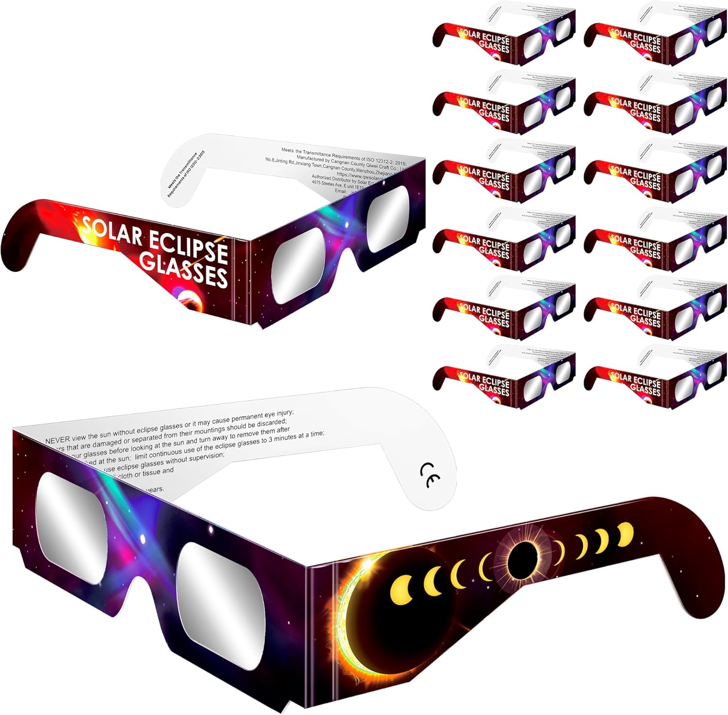 Doset Solar Eclipse Glasses (12 Pack) - CE and ISO Certified, Approved for Direct Sun Viewing, Get Ready for the 2024 Solar Eclipse!-0