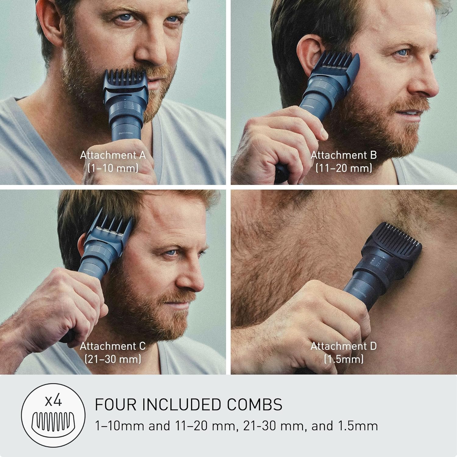 Panasonic MultiShape Electric Trimmer for Beard, Hair and Body, 58 Adjustable Cutting Lengths and Advanced Blade System, Cordless Waterproof Wet/Dry Clipper for Men - ER-ACKN2-HB-2