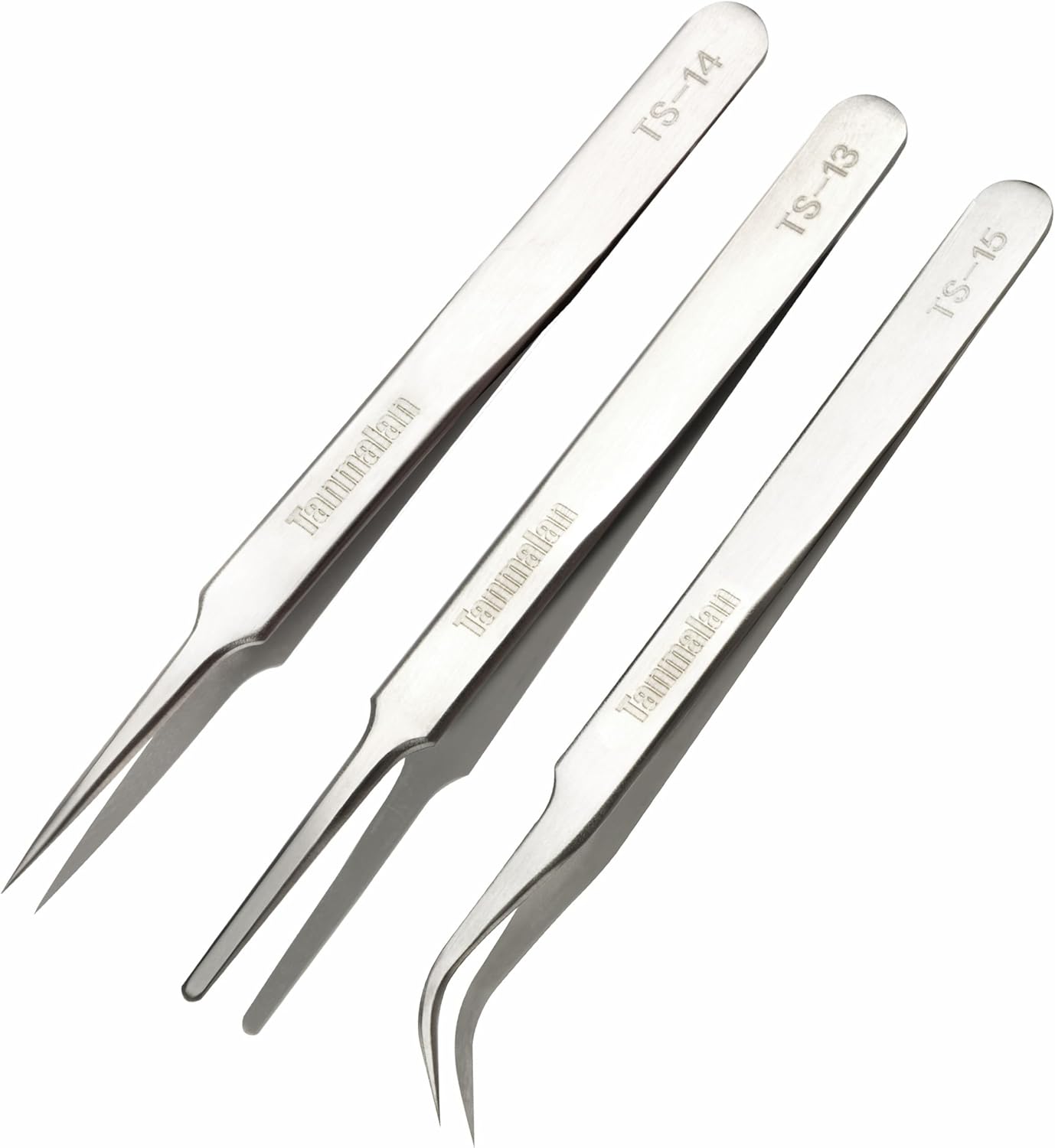 Tanmalan Precision Tweezers, Non-Magnetic Industrial Tweezers,Stainless Steel Pointed Tweezers for Craft, Electronics, Soldering, Medical and Experimental Work, Jewelry-Making (3 in 1 set)-0