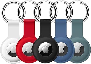 COLORCORAL Holder Case for AirTag 5 Pack AirTag Keychains Holder Ultra Light Silicone AirTag Case with Anti-Losing Keychain Ring Accessory Compatible with Apple AirTags