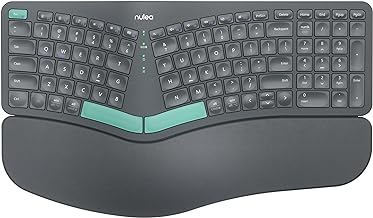 Nulea RT05B Wireless Ergonomic Keyboard, Split Keyboard with Cushioned Wrist Rest, Bluetooth and USB Connectivity, USB-C Rechargeable, Compatible with Windows Mac