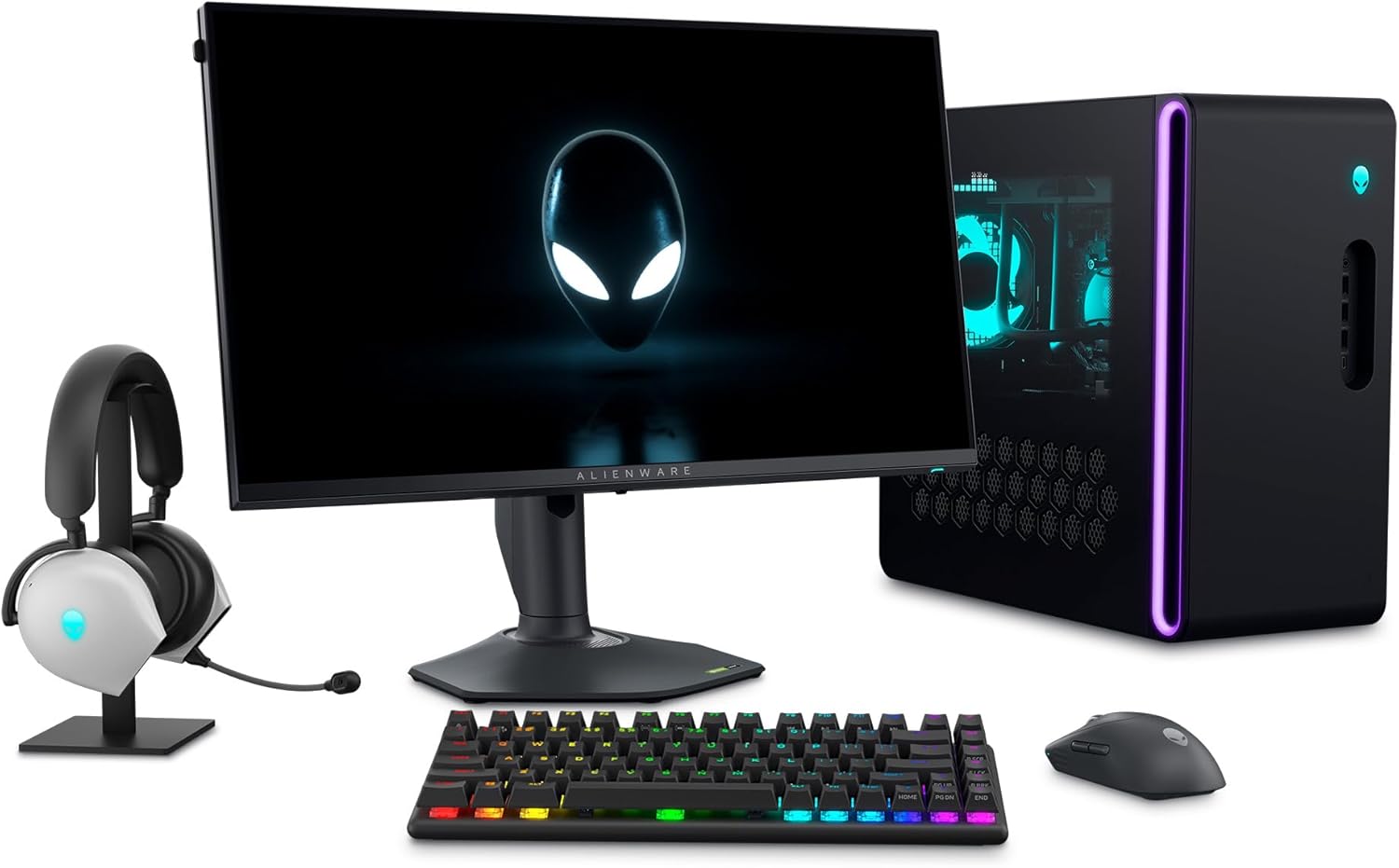 Alienware Pro Wireless Gaming Keyboard - Bluetooth 5.1/2.4 GHz Radio Frequency Connectivity, Linear Mechanical, Hot-swappable switches, Tri mode connectivity, Adjustable Height - Dark Side of the Moon-1