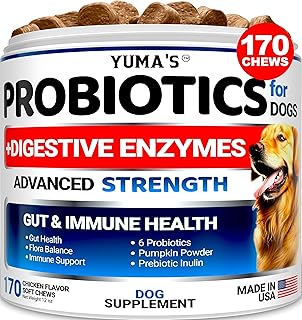 Probiotics for Dogs and Digestive Enzymes - 170 Dog Probiotics Chews - Dog Probiotic - Anti Diarrhea, Upset Stomach & Gas Relief, Constipation, Canine Prebiotic - Pet Fiber Supplement - Gut Health