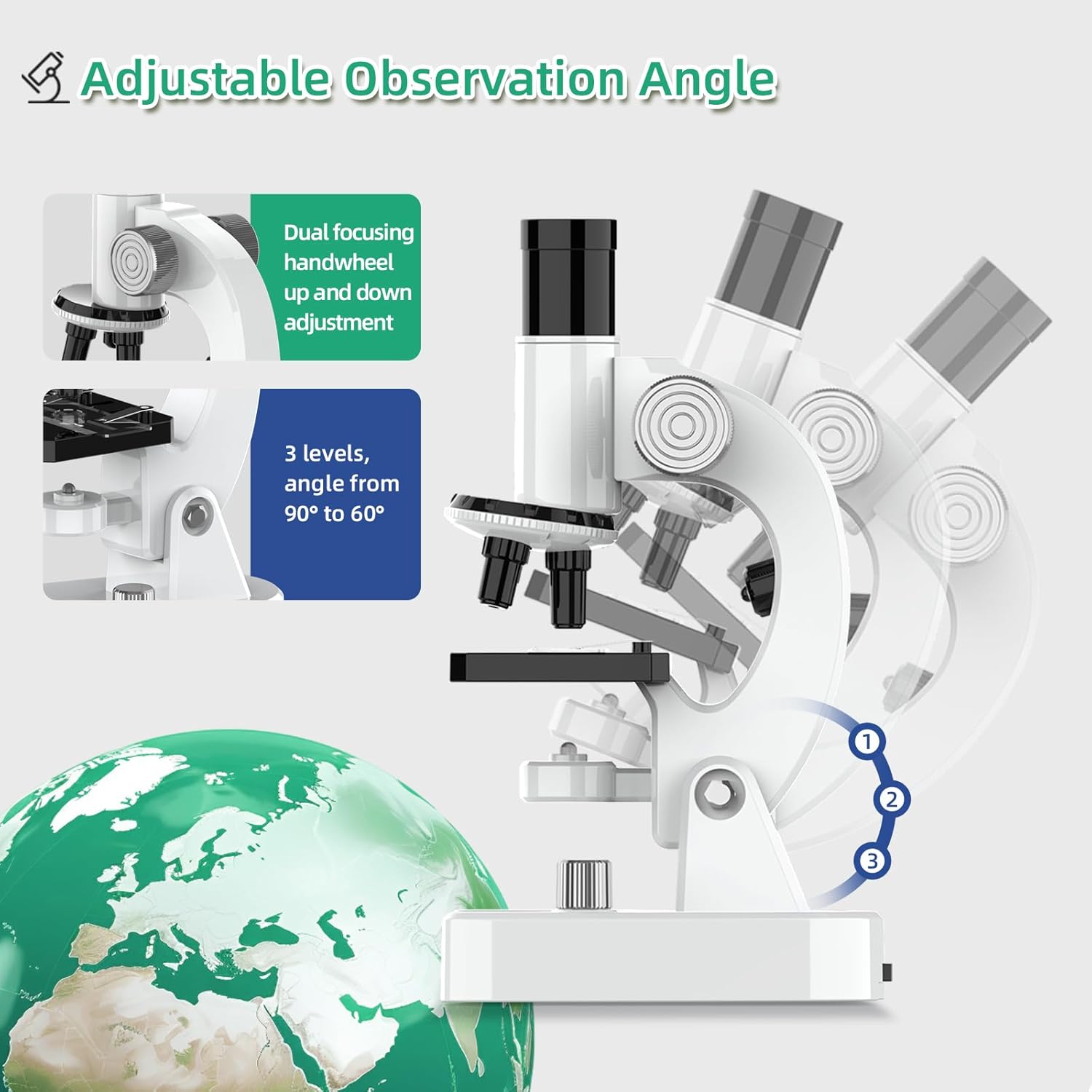 Microscope for Kids Talking Educational Science Kit for Children 200x-4800x with Slides and Accessories (White)-4