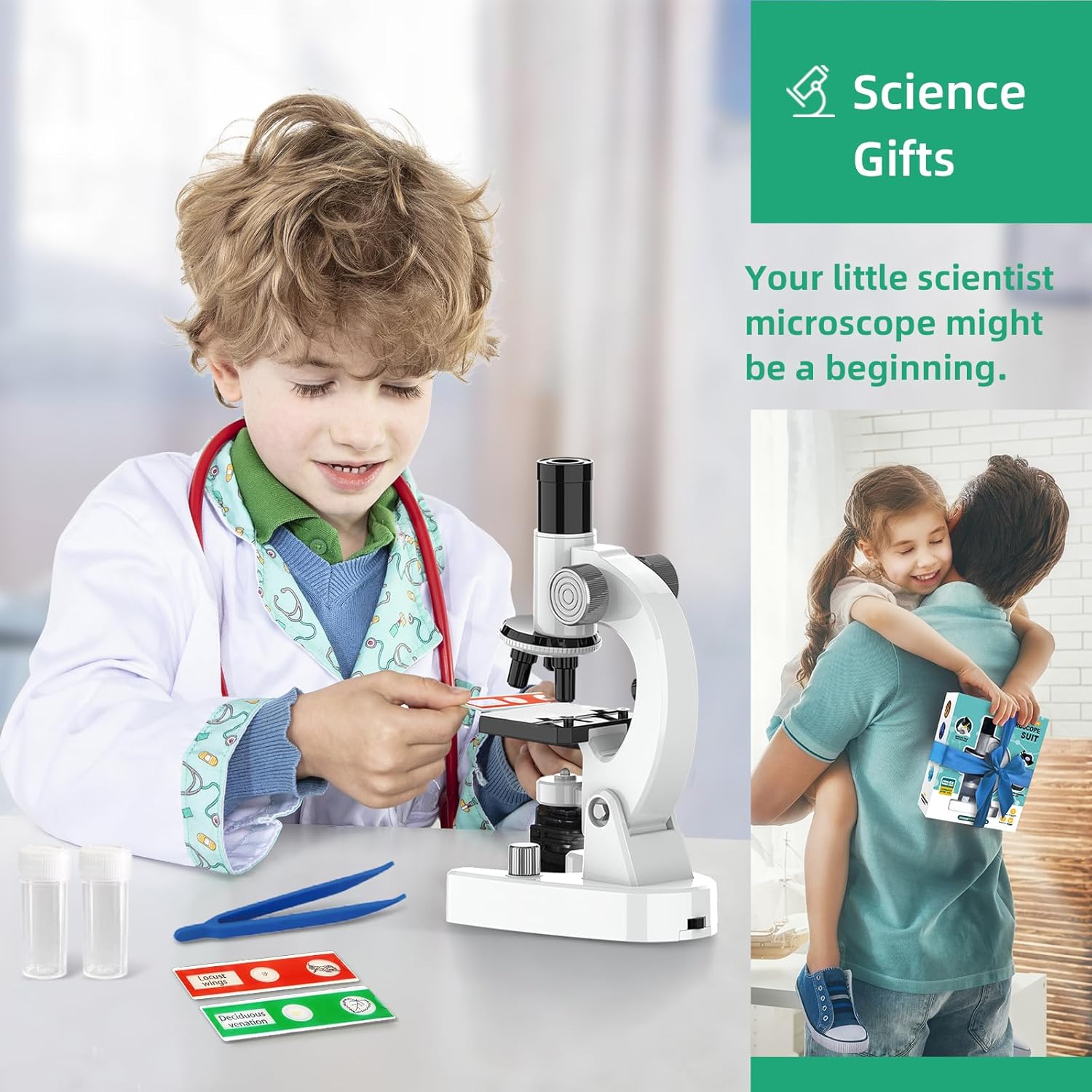 Microscope for Kids Talking Educational Science Kit for Children 200x-4800x with Slides and Accessories (White)-5