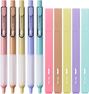 Mr. Pen- Aesthetic Highlighters and Gel Pens, 10 Pack, Vintage Color Highlighters, Assorted Color Gel Pens, Highlighter Pens, Cute Highlighters, Gel Pens