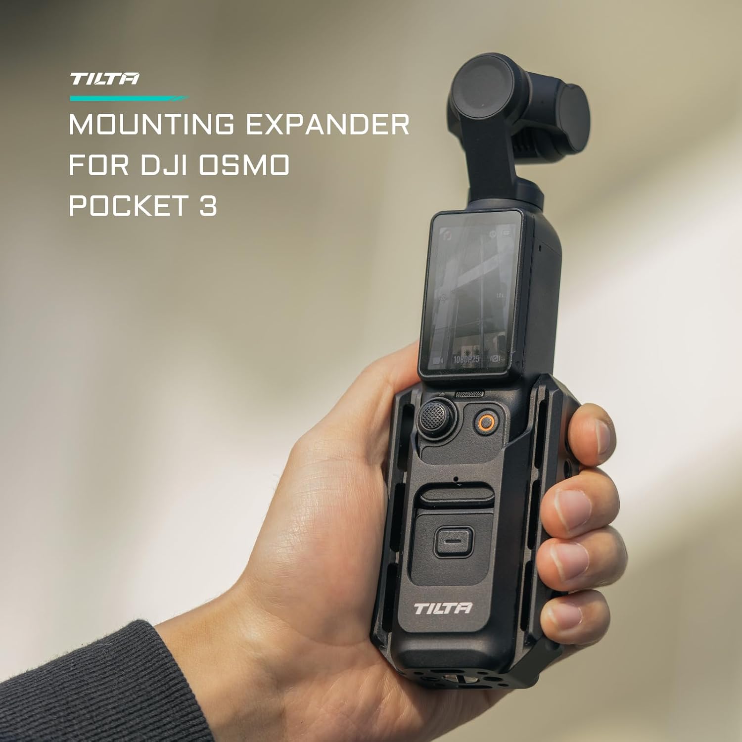 Tilta Accessory Mounting Expander for DJI Osmo Pocket 3 - Black | Slot for a Wrist Strap | Stays Secure Within The Cage | Protection | 1/4""-20 Screw | TA-T65-AME-B-2