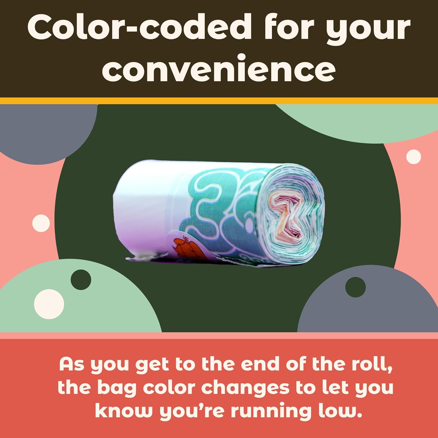 Color-Coded Dog Poop Bags - Made From Certified Compostable Plant-Based Materials - Eco-Friendly, Strong and Extra Thick - 90 bags (6 rolls)-4