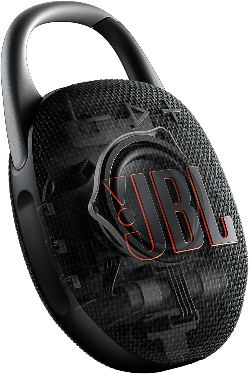 JBL Clip 5 - Ultra-Portable, Waterproof & Dustproof Bluetooth Speaker, Big Pro Sound with Punchy bass, Integrated Carabiner, Up to 12 Hours of Play, Made in Part with Recycled Materials (Black)-4