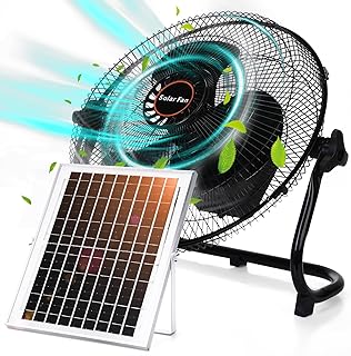 12 Inch Solar Panel Powered Fan 2 in 1 Solar Panel Powered and AC Charger Powered Fan 12W 9V Portable Solar Panel Exhaust Fan for Chicken Coop Greenhouse Household Camping Travel Outdoor