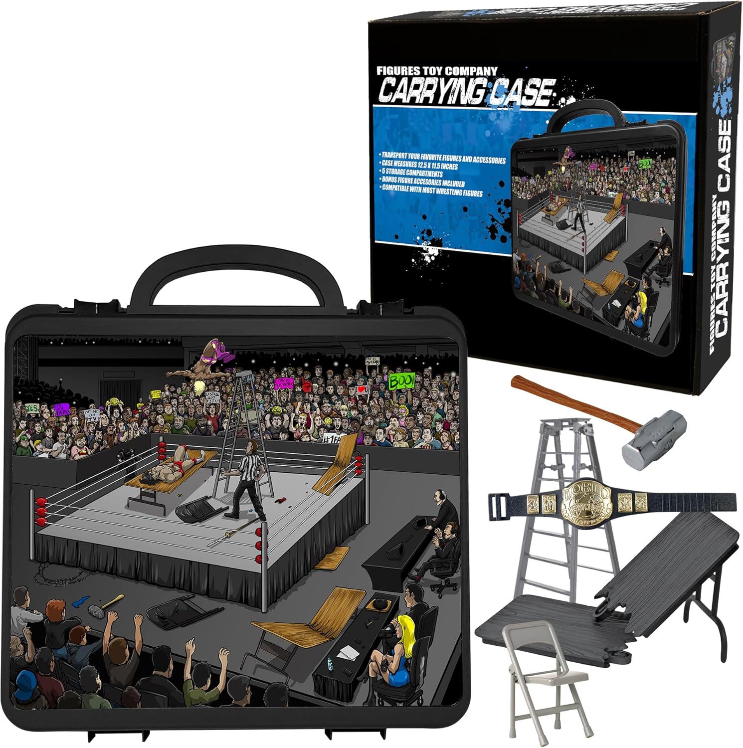 Deluxe Carrying Case With Accessories for Wrestling Action Figures-0