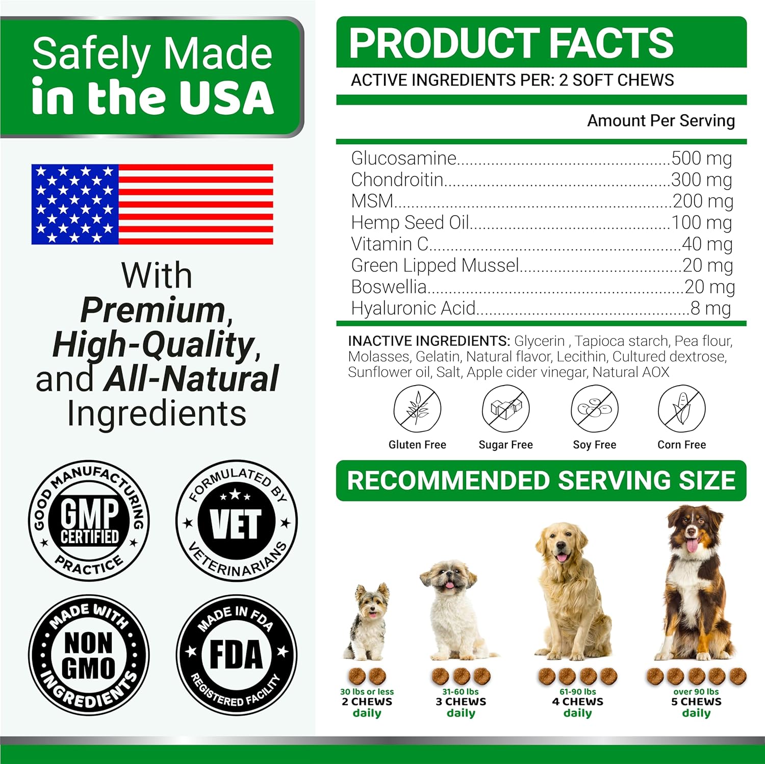 Glucosamine for Dogs - Hip and Joint Supplement for Dogs - 170 Ct - Glucosamine Chondroitin for Dogs Chews - Dog Joint Pain Relief with MSM - Advanced Dog Joint Supplement Health - Mobility Support-5