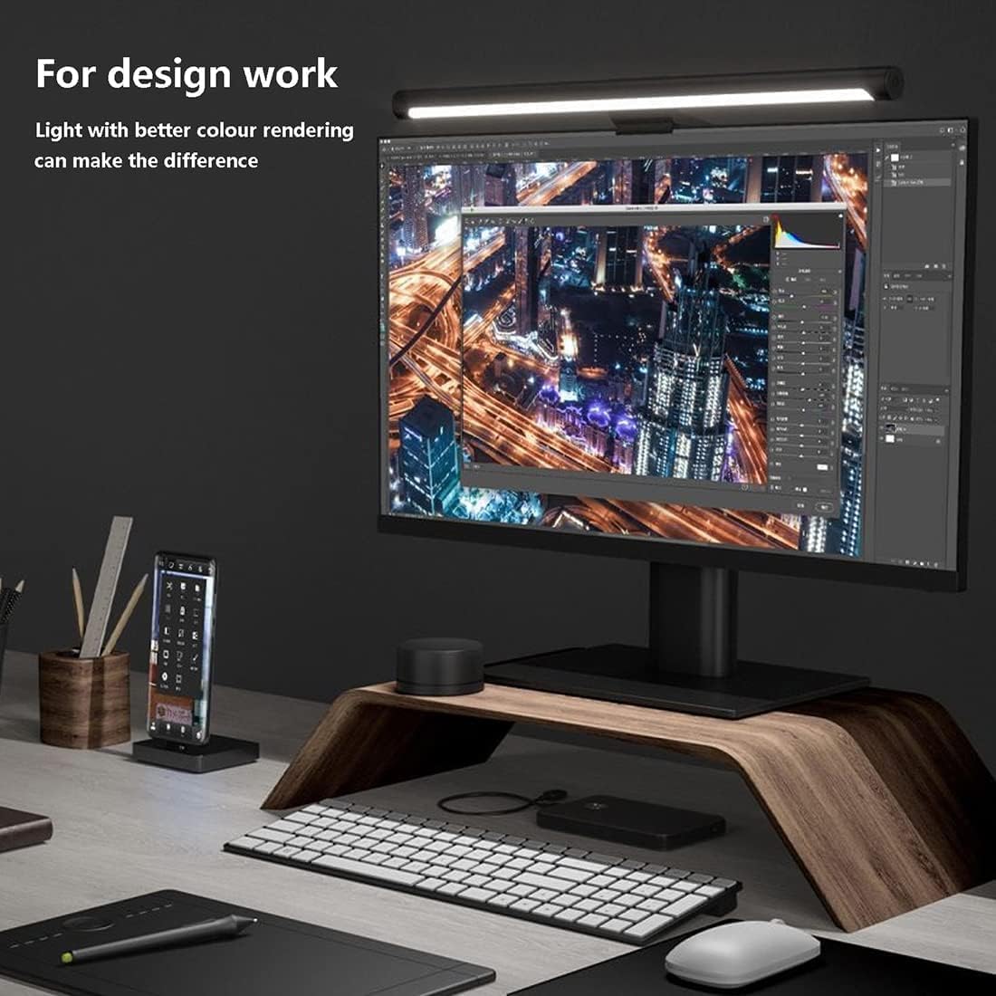 Xiaomi Mi Computer Monitor Light Bar - Easy Installation, Extra Computer Lighting w/o Taking Desktop Space, with Wireless Remote Control Adjusting Lights Easily-1