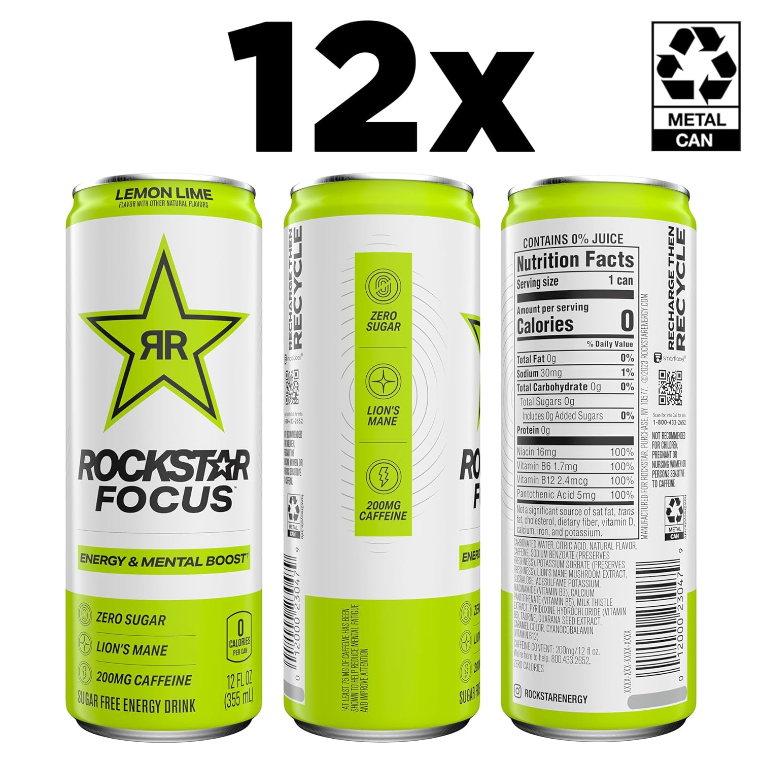 Rockstar Focus, Lemon Lime, 12 Fl Oz Cans (Pack of 12)-1