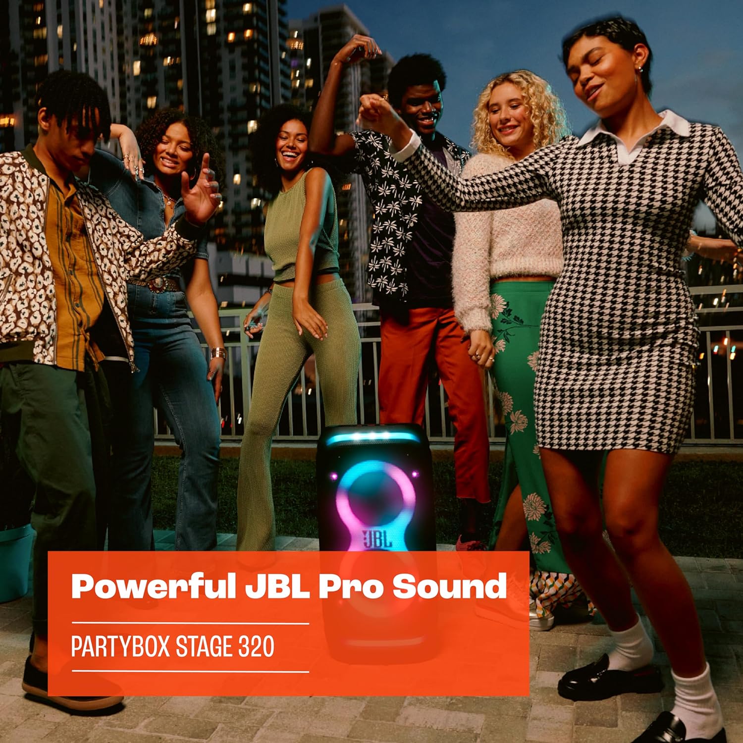 JBL PartyBox Stage 320 - Portable Party Speaker with Telescopic Handle & Wide, Sturdy Wheels, Powerful JBL Pro Sound, Futuristic lightshow, Up to 18 Hours of Play time, Splash Proof (Black)-3