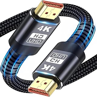 4K HDMI Cable, 2M/6.6FT Ultra High Speed Braided HDMI Lead 18Gbps 2.0 Braided Cord Support 4K@60Hz, ARC, HDR, 3D, Ethernet Compatible with All HDMI Devices