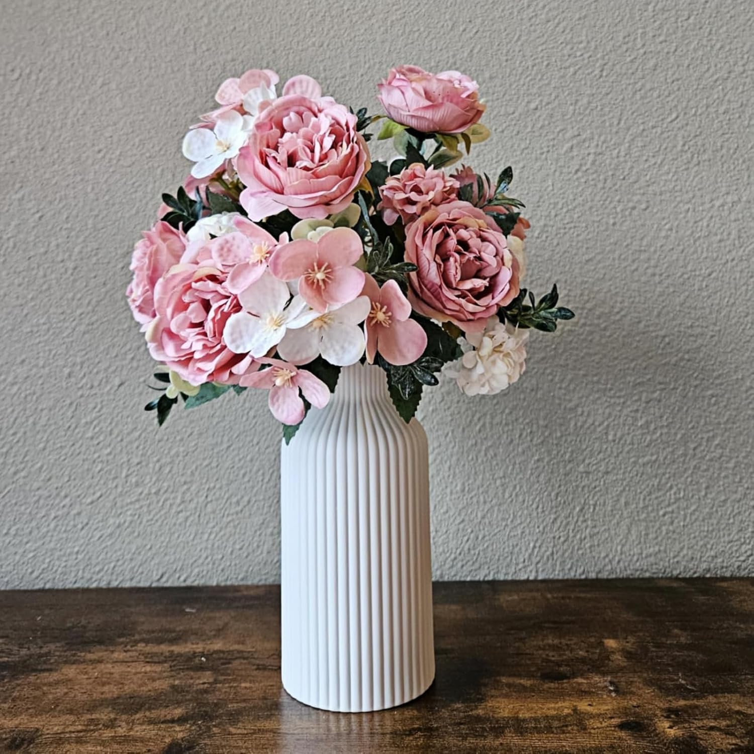 Vase, White Ceramic Flower Vase, Minimalist Modern Home Decor, Matte Finish Pampas Grass Vase for Table, Fireplace, Shelf, Mantel, Entryway and Centerpieces-1