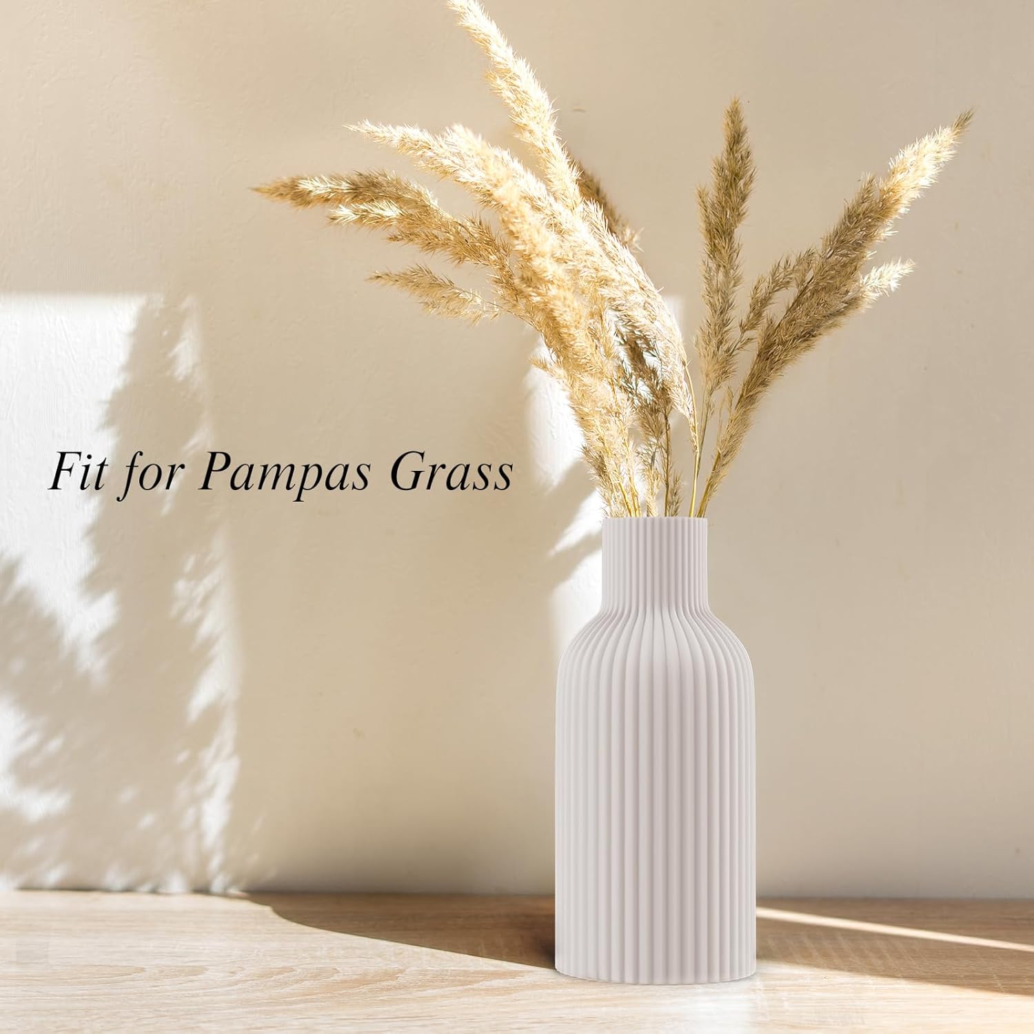 Vase, White Ceramic Flower Vase, Minimalist Modern Home Decor, Matte Finish Pampas Grass Vase for Table, Fireplace, Shelf, Mantel, Entryway and Centerpieces-4