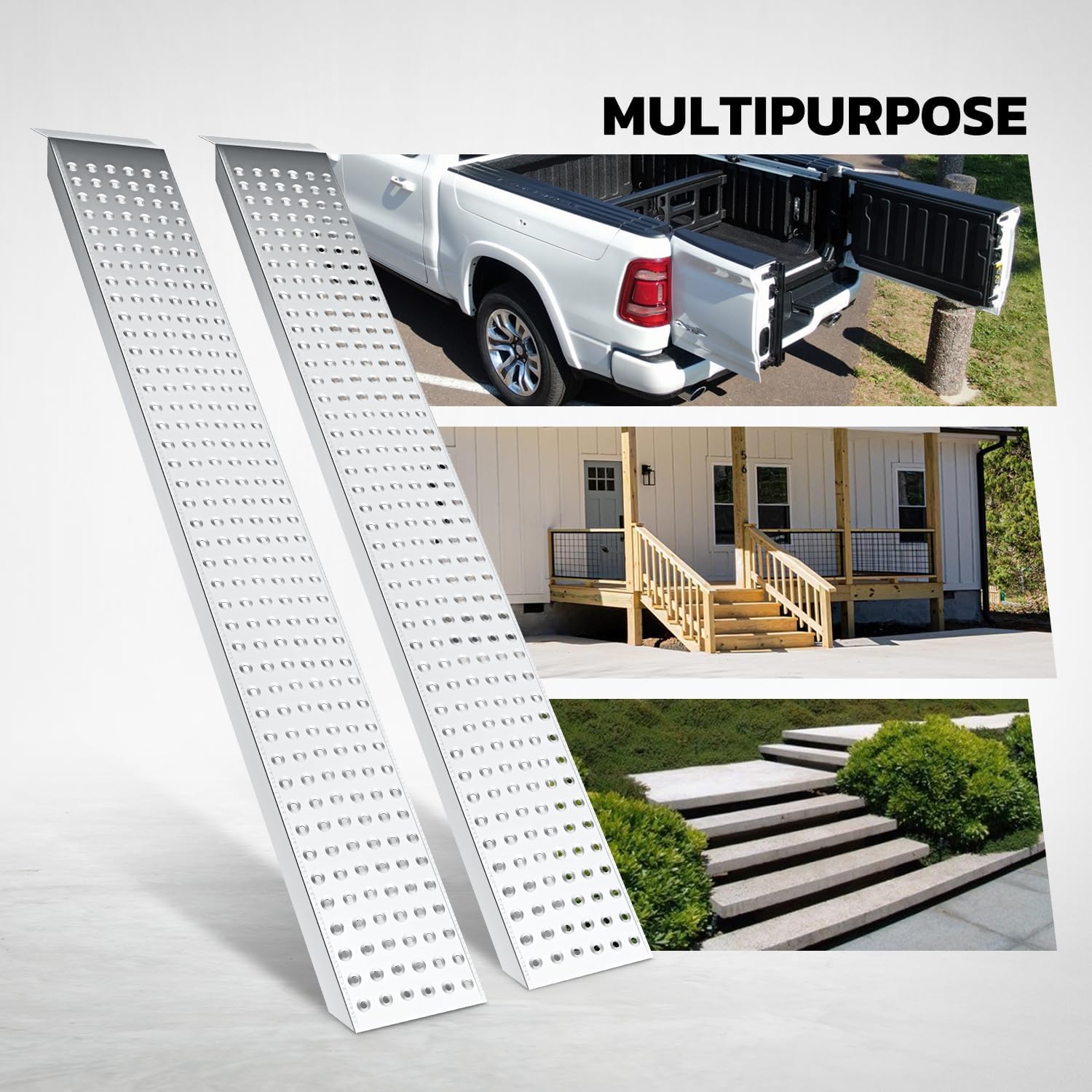 DNA MOTORING A3 Steel Versatile Loading Ramp for Hand Truck, Bicycle, Motorcycle, ATV & More, 880 pounds Each Pair Capacity, TOOLS-00466-5