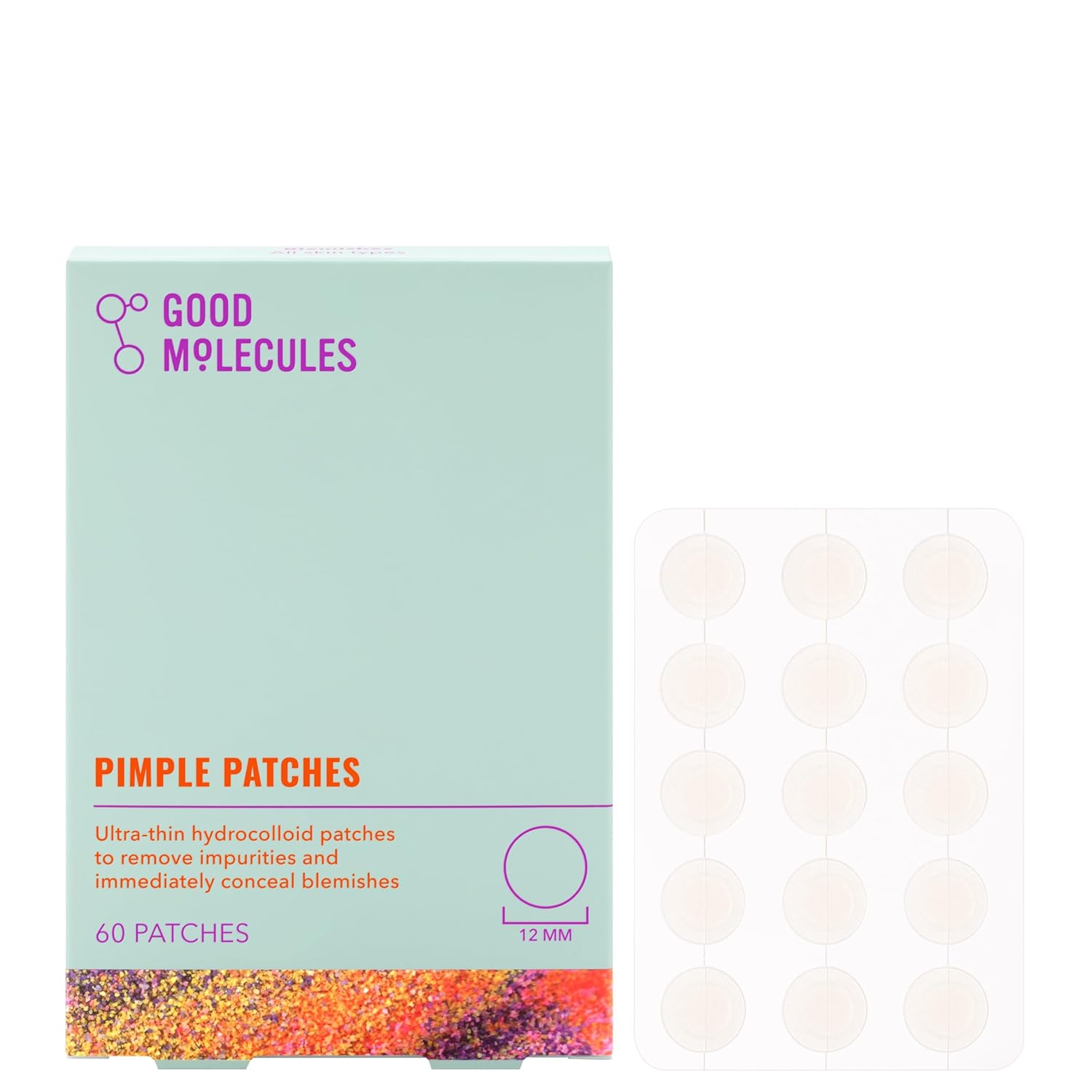 Good Molecules Pimple Patches (60 Patches) - Ultra-Thin Hydrocolloid Patches To Conceal Whiteheads, Blackheads And Blemishes, Target Ance and Impurities - Skin Care For Face With Cellulose And Pectin-0