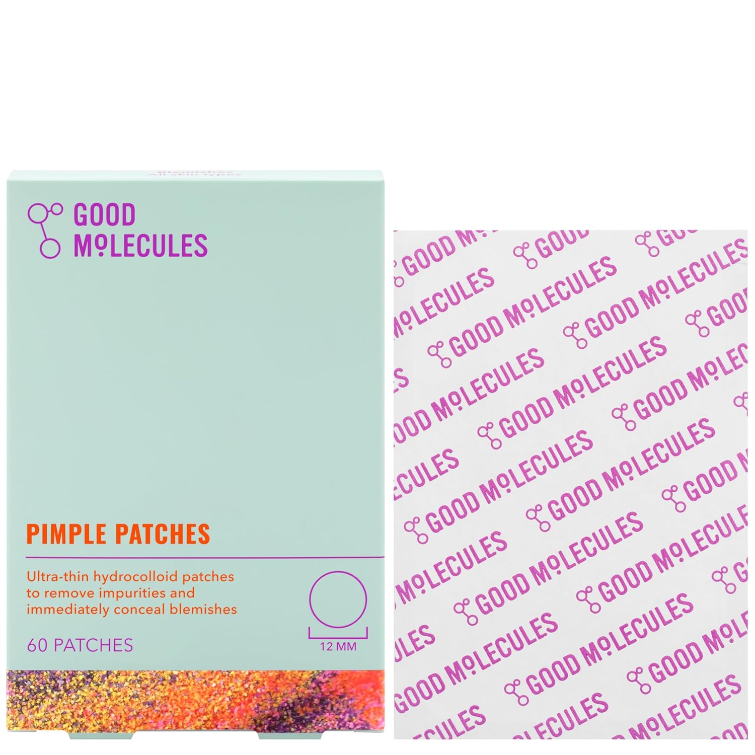 Good Molecules Pimple Patches (60 Patches) - Ultra-Thin Hydrocolloid Patches To Conceal Whiteheads, Blackheads And Blemishes, Target Ance and Impurities - Skin Care For Face With Cellulose And Pectin-1