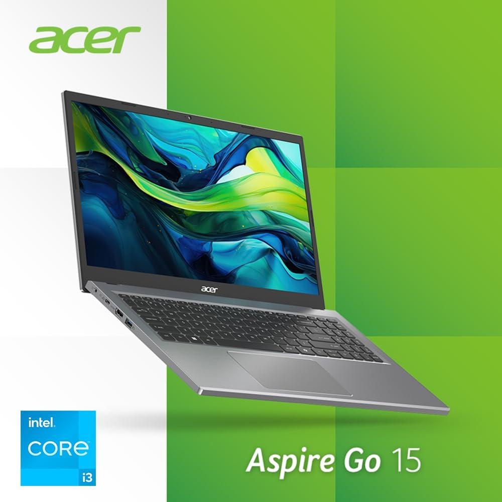 Acer Aspire Go 15 Slim Laptop | 15.6" Full HD IPS 1080P Display | Intel Core i3-N305| Intel UHD Graphics | 8GB LPDDR5 | 128GB HD | Wi-Fi 6 | AI PC | Windows 11 Home in S Mode | AG15-31P-3947-1