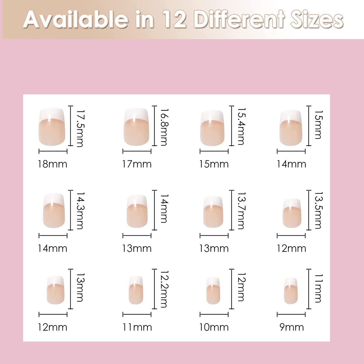 French False Nails,24 Pcs Press on Nails White Tip Short Stick on Nails Square Press on Nails Removable Jelly Glue Nails Fake Nails Perfect for Women Nail Art Accessories-2