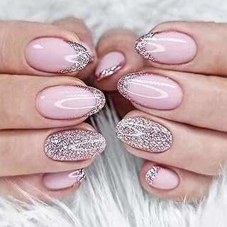 Press On Nails - Nude Pink Short Length Fake Nails - Square False Nails - Fashion Fake Nails for Women Girls Nail Art Accessories