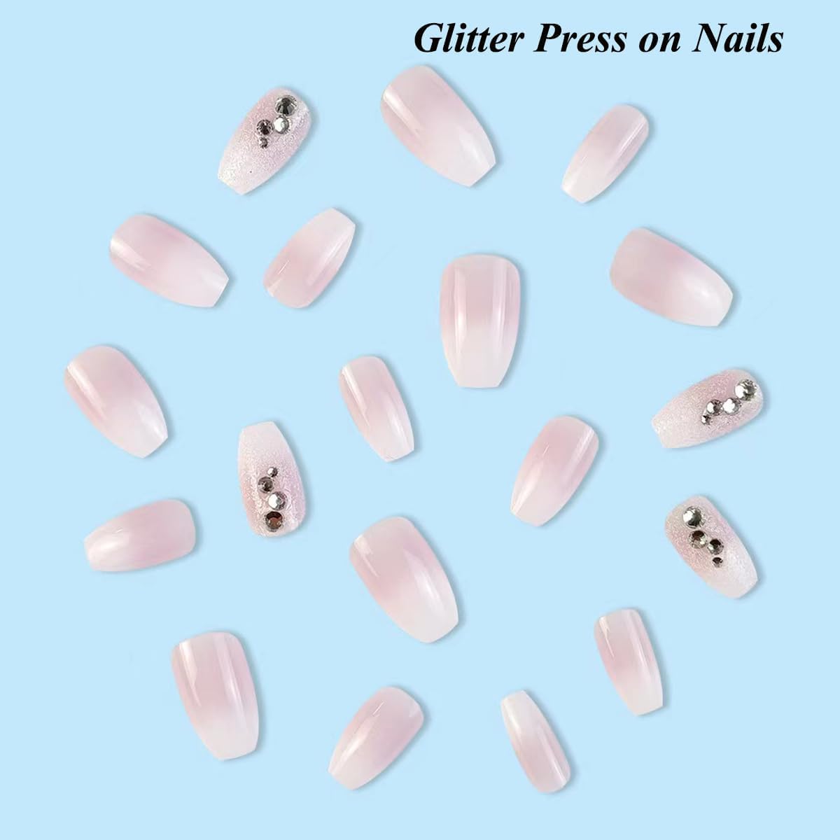 24Pcs Press on Nails Long Acrylic Almond Fake Green Full Cover,Artificial Nails for Women and Girls DIY Manicure Decoration-2