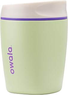 Owala SmoothSip Insulated Stainless Steel Coffee Tumbler, Reusable Iced Coffee Cup, Hot Coffee Travel Mug, Perfect for Cappuccino, BPA Free, 10 oz, Green (Hip Cactus)