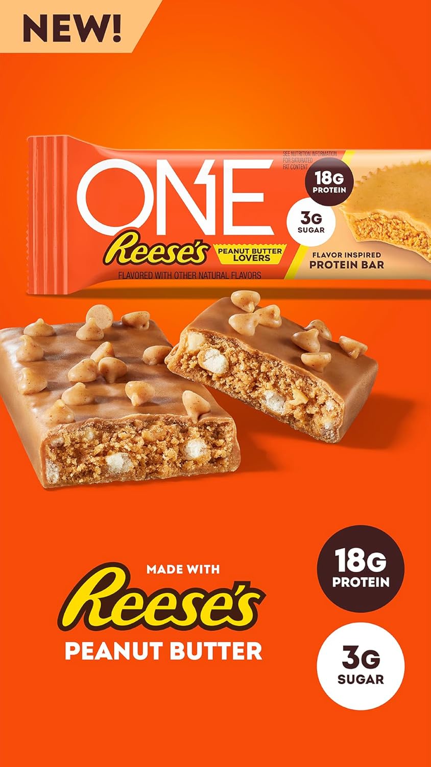 ONE Protein Bars, Reese's Peanut Butter Lovers, Gluten Free with 18g Protein and 3g Sugar, Pantry Staples, 2.12 oz (12 Count)-3