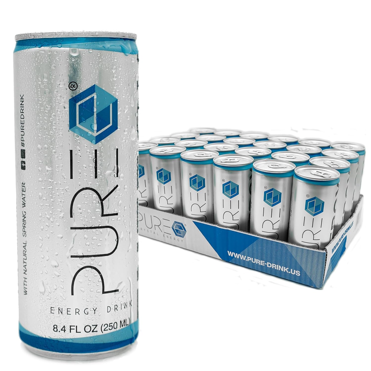 PURE Energy Drink - The Crystal Clear Energy Drink (8.4 Fl OZ - 24 Pack)-0