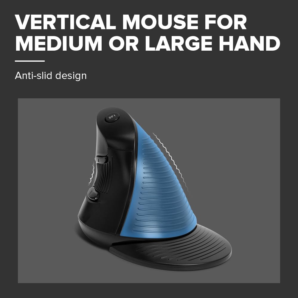 DeLUX Wired Vertical Ergonomic Mouse, with 6 Programmable Buttons, 4200DPI, Removable Palm Rest, Reduces Wrist Pain and Carpal Tunnel for Medium Hands (M618XU-Black)-4