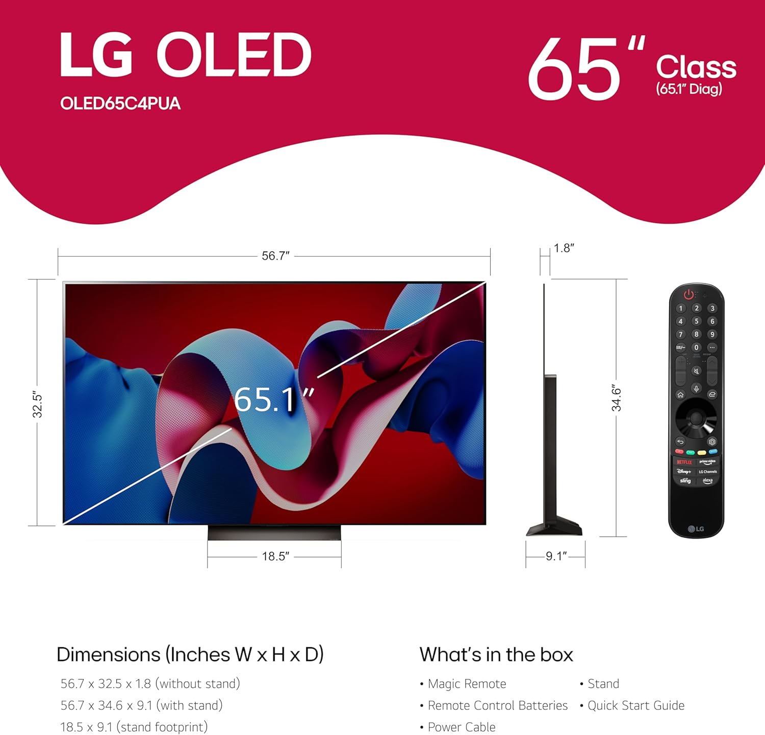 LG 65-Inch Class OLED evo C4 Series Smart TV 4K Processor Flat Screen with Magic Remote AI-Powered with Alexa Built-in (OLED65C4PUA, 2024)-1