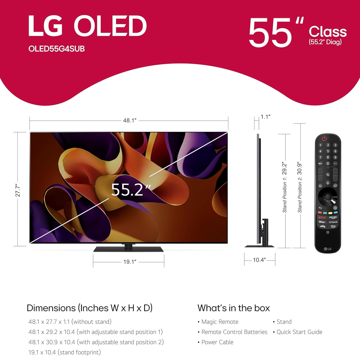 LG 55-Inch Class OLED evo G4 Series Smart TV 4K Processor Flat Screen with Magic Remote AI-Powered with Alexa Built-in (OLED55G4SUB, 2024)-1