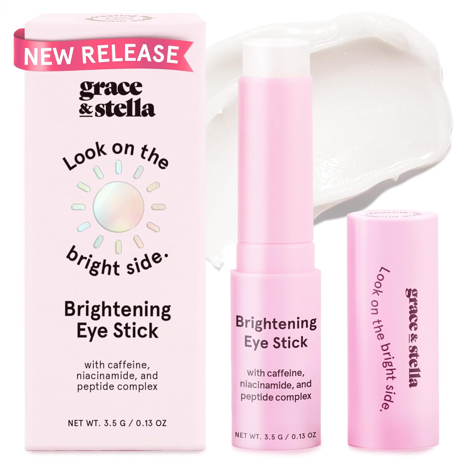 grace & stella Under Eye Stick - Eye Balm (0.13 Oz) Caffeine Eye Stick for Dark Circles & Fine Lines, Firming Eye Balm Stick with Peptides & Niacinamide, Vegan & Cruelty-Free Under Eye Balm-0