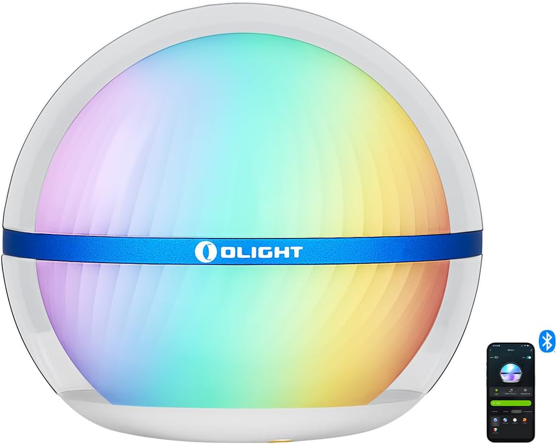 OLIGHT Sphere Smart Night Light, 75 lumens Stepless Dimming Table Lamp with Remotely APP Control, Magnetic Rechargeable RGB Ambient Light for Sleeping, Reading, and Relaxation-0