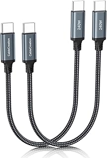 CableCreation USB C to USB C MacBook Charger Cord [240W 1FT 2-Pack], iPhone 16 15 Type C Fast Charging Cable, 5A Braided USB-C Charger Cable for 140W/100W/60W MacBook, iPad, Galaxy, Pixel, Steam Deck