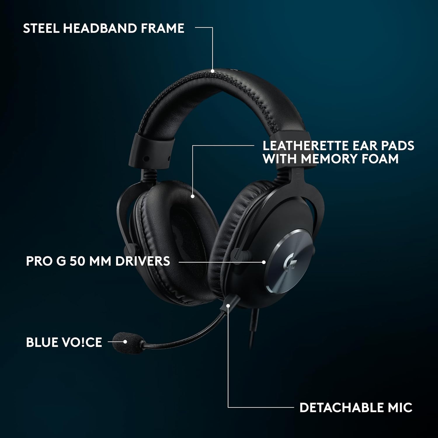 Logitech G Pro X SE Wired Gaming Headset: Blue VO!CE Detachable Boom Mic, DTS 7.1, 50 mm Drivers, USB/3.5mm Aux, USB DAC Included, for PC, Xbox, PS5, PS4 - Black - G Pro X SE Wired Gaming Headset-7