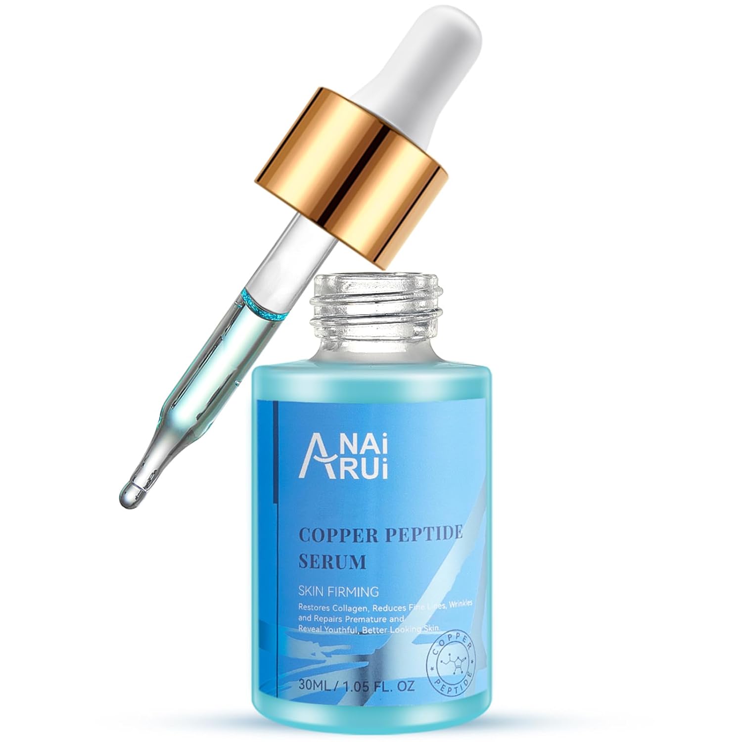 ANAI RUI Copper Peptides Serum for Face -Copper Peptide Face Serum + Hyaluronic Acid - Reduces Fine Lines & Wrinkles, Plumping and Radiant Skin, 1.fl.Oz-0