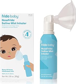 Frida Baby NoseFrida Saline Mist Nasal Inhaler, Nasal Decongestant Spray for Congestion Relief & Allergy Relief for Babies + Kids, Nasal Saline Spray, Soothes Stuffy Nose & Sore Throat, Includes Mask