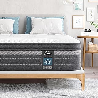 TeQsli Twin Mattress, 12 Inch Gel Memory Foam Hybrid Mattress Twin Size Pocket Springs Mattress with Motion Isolation & Pain Relief, Medium Firm Support, CertiPUR-US