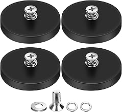 DIYMAG 4Pcs Rubber Coated Anti-Scratch Mounting Magnets, 30LBS Neodymium Magnet Base with M5 Threaded Studs，Strong Magnets Hold The Base for Light Bar Mirror Camera Tool （4 Pack,1.69 Inch）