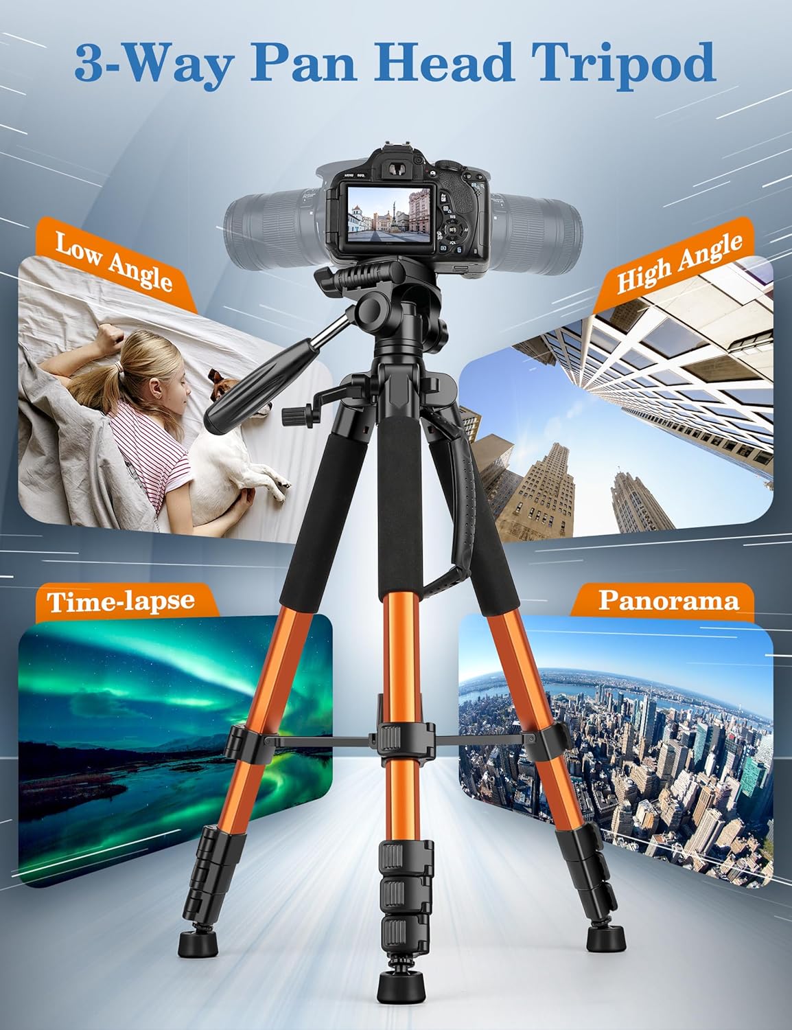 JOILCAN Tripod, 75" Tripod for Camera & Phone, Heavy Duty Camera Tripod Travel Tripod with Phone Holder Carry Bag, Tripods Compatible with Canon Nikon Camera DSLR Laser Level Camcorder-3