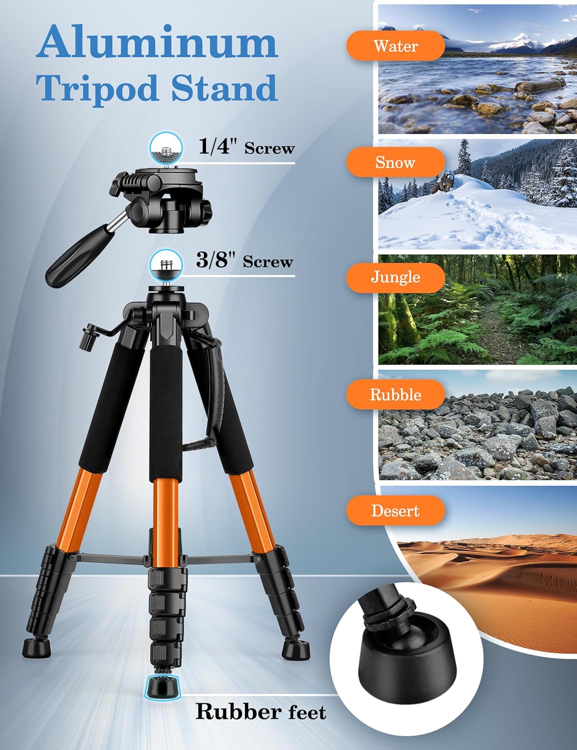 JOILCAN Tripod, 75" Tripod for Camera & Phone, Heavy Duty Camera Tripod Travel Tripod with Phone Holder Carry Bag, Tripods Compatible with Canon Nikon Camera DSLR Laser Level Camcorder-4