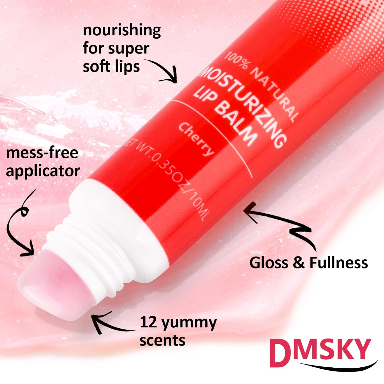 Dmsky Lip Gloss Bulk 12 Pack, Hydrating Squeeze Clear Lip Gloss Set with Shea Butter, Moisturizing High Shine Glossy Lip Oil for Dry Chapped Lips-12 Flavors-4